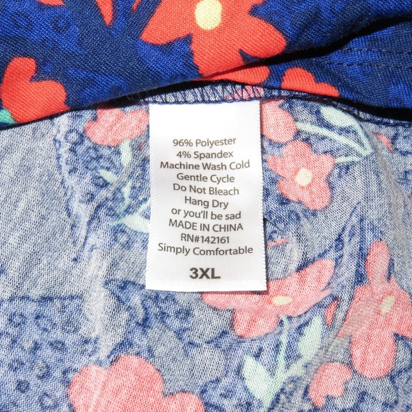 LULAROE  Irma Tunic 3XL Blue Floral NWT - Picture 4 of 5